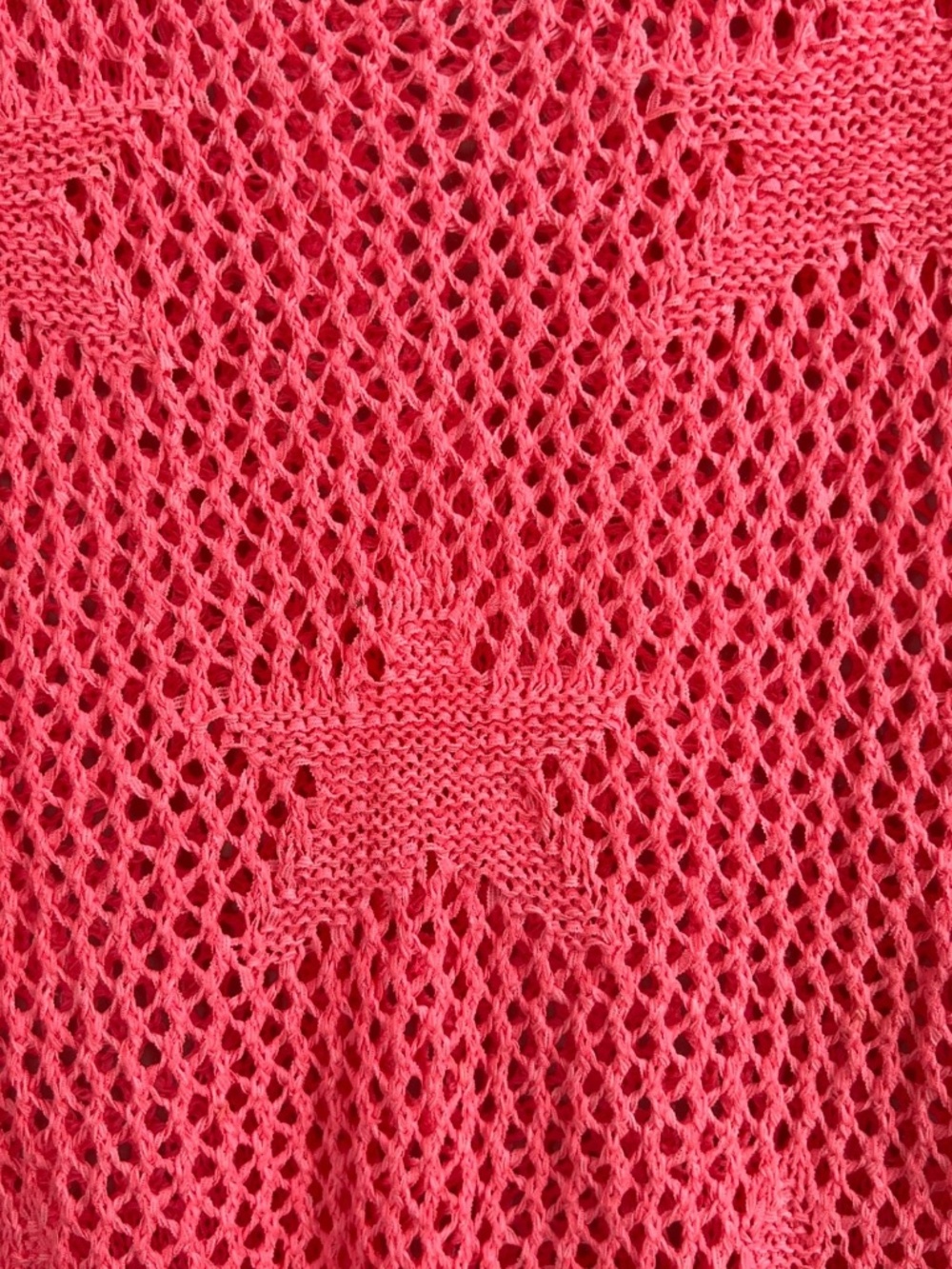 CATO Crochet Knit Sweater Size XL Coral Pullover Star Design Long Sleeve Scoop - Picture 3 of 7
